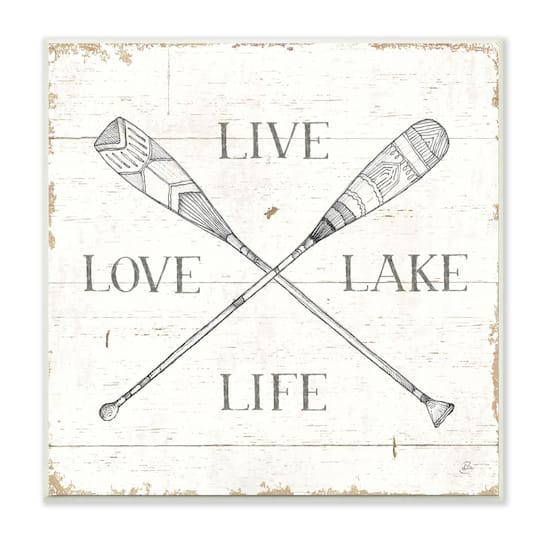 Stupell Industries Live Love Lake Life Oars Country Word Design Wood Wall Plaque